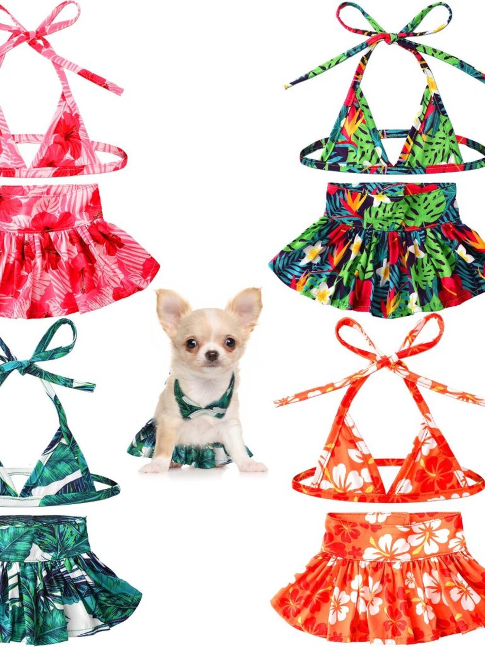 Amylove 4 Pack Small Dog Bikini Summer Bathing Suits for Puppy Doggies Swimsuit